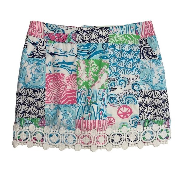 LILLY PULITZER‎ Sea Life Skort Size 4 Multicolor Mini Pockets Venice Lace #80502 - Picture 14 of 15